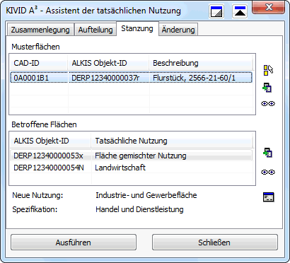 Assistent der tatsächlichen Nutzung - Stanzung