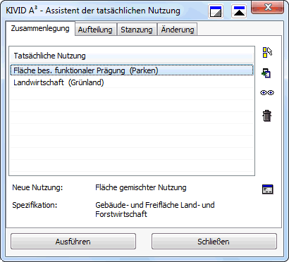 Assistent der tatsächlichen Nutzung - Zusammenlegung