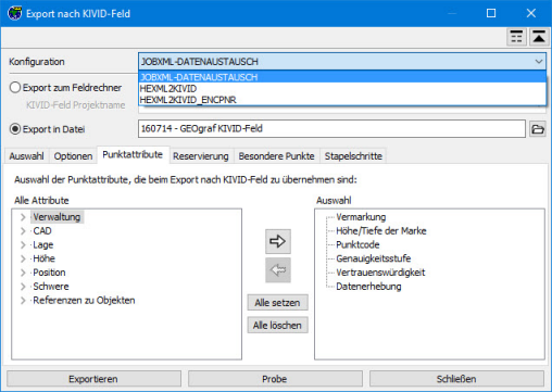 Bild: Datenabgabe aus KIVID<sup>&reg;</sup> für JobXML / HeXML