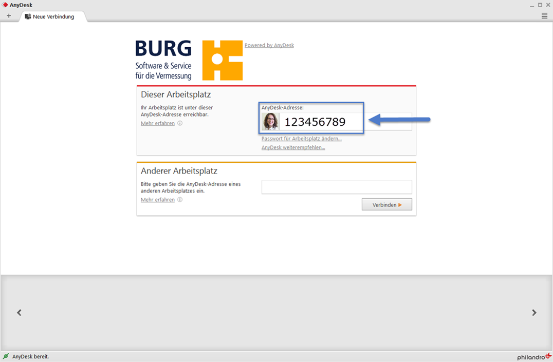 Anydesk-Adresse mitteilen